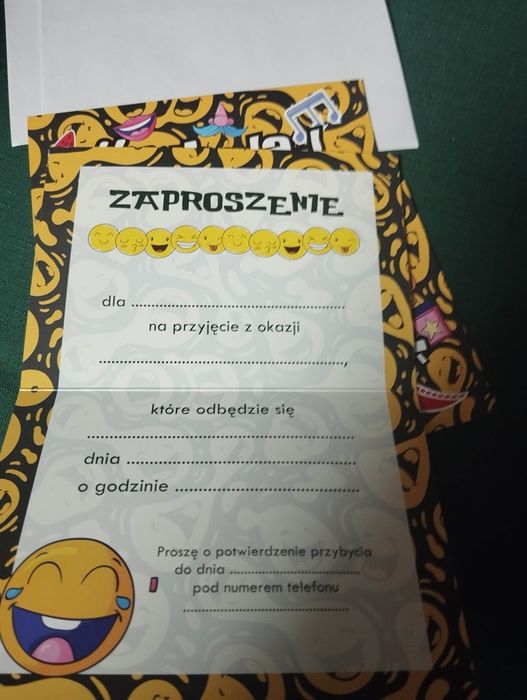 Zaproszenia na imprezę/urodziny 3 szt.z kopertami