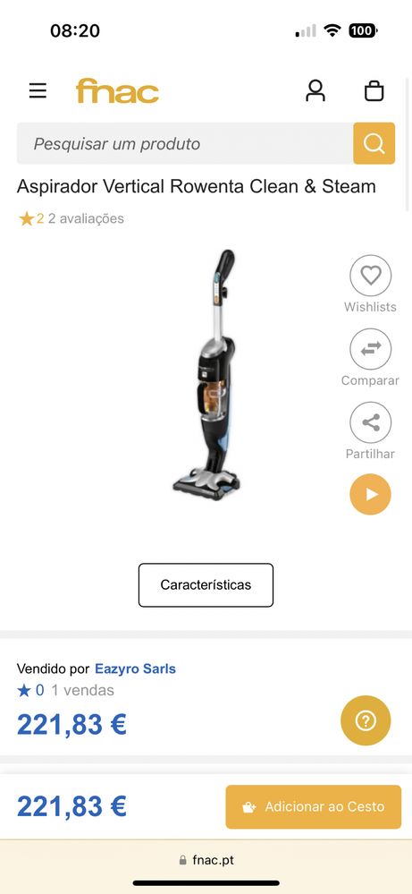 Aspirador Vertical Rowenta Clean & Steam