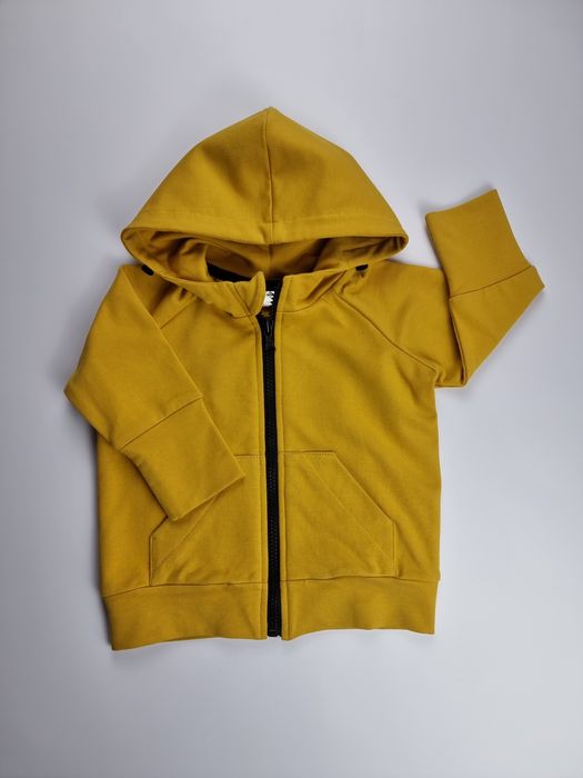 Bluza musztardowa na zamek z kapturem nowa rozmiar 74/80 leafstory