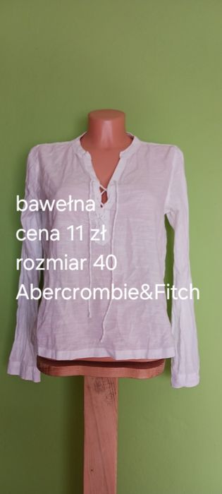 Biała bluzeczka z sznurowanym dekoltem Abercrombie&Fitch rozm.40