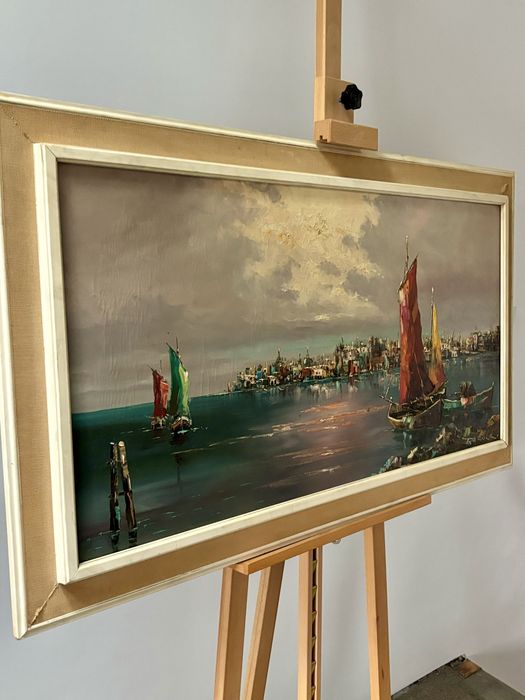 Niesamowity sygnowany Obraz olejny na płótnie Wenecja Gerold Eggert