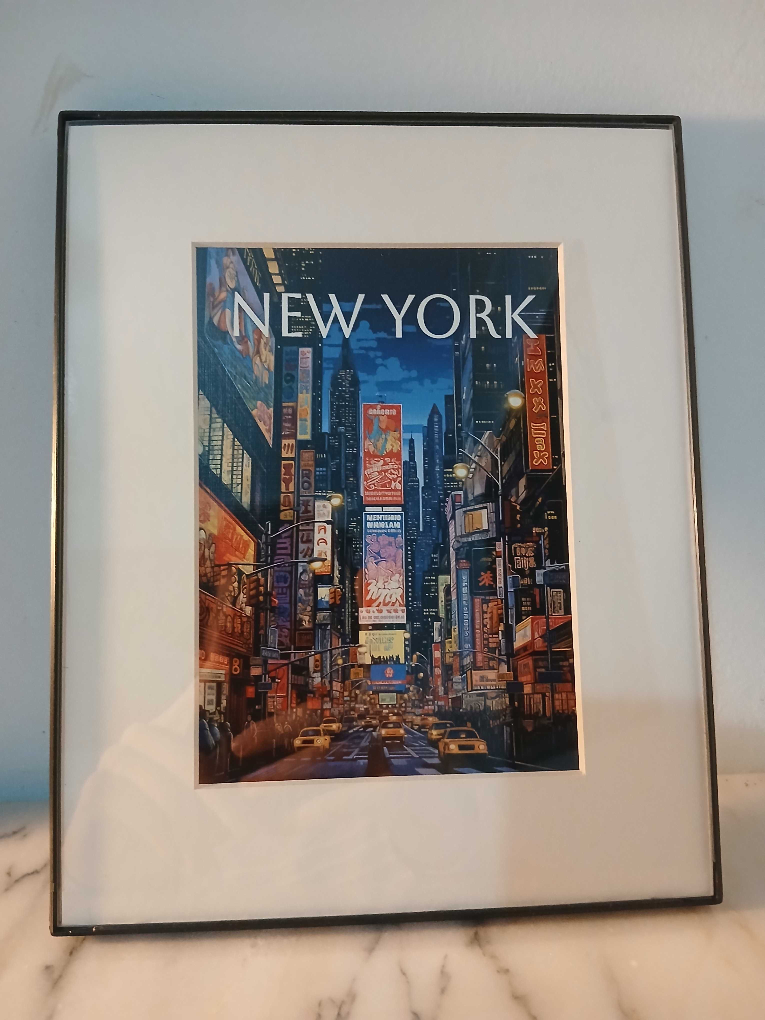 Desenho / Imagem / Print de Times Square em Nova Iorque com Moldura