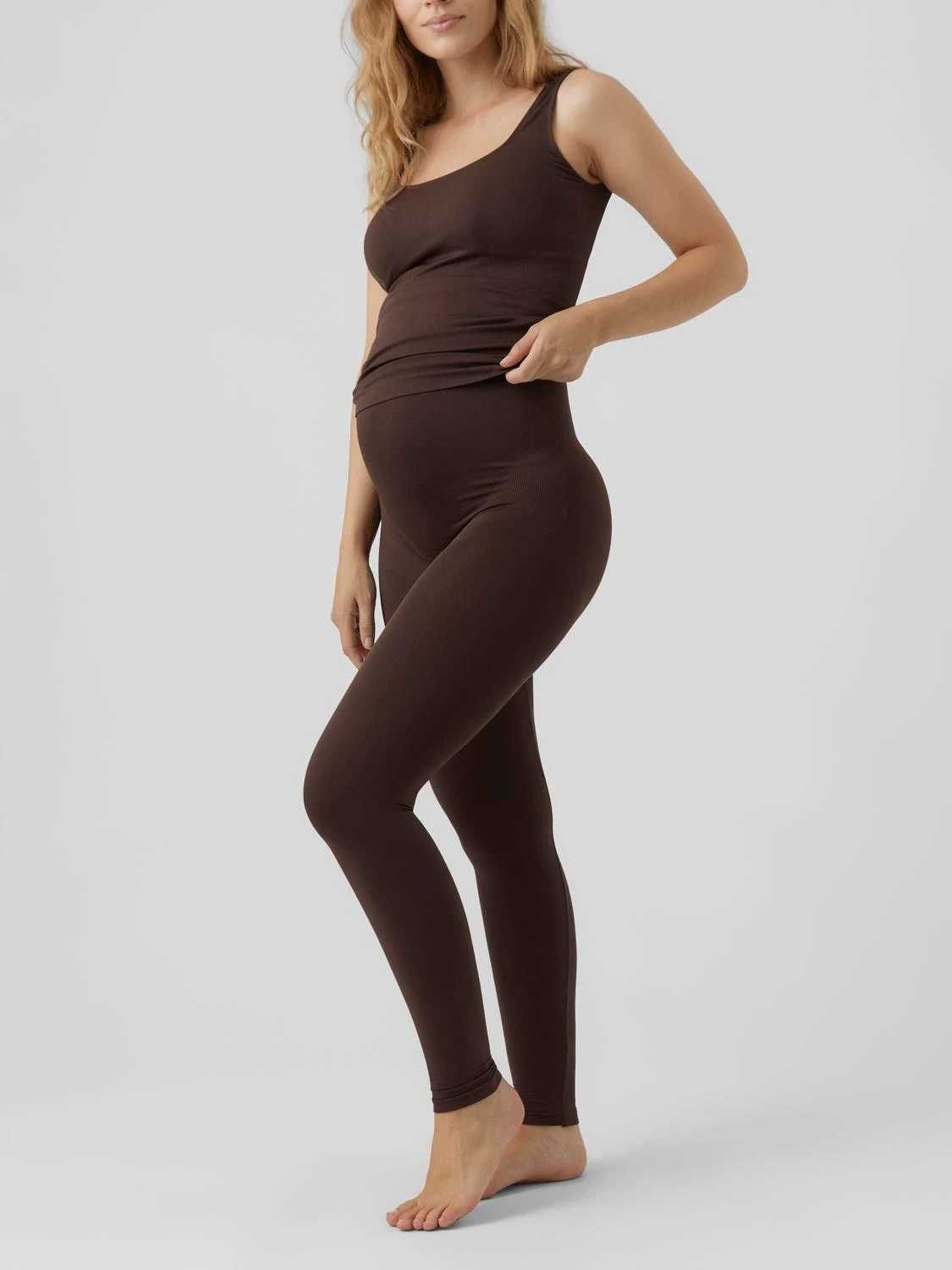 Mamalicious legginsy brązowe klasyczne ciążowe L/XL
