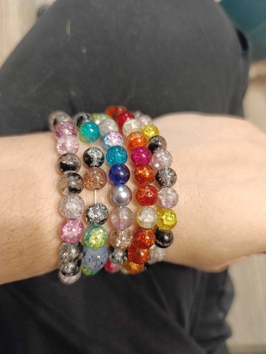 Zestaw bransoletek crackle + zegarek