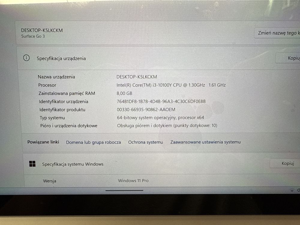 Microsoft Surface Go 3 i3-10100Y/8/128 4G LTE 2022 ODNOWIONY