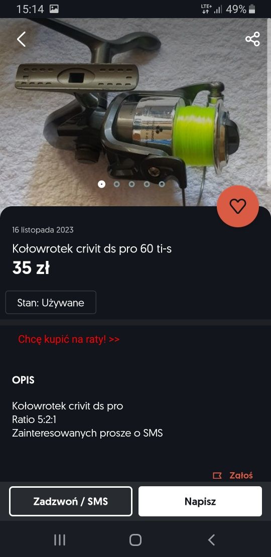 Kołowrotek crivit ds pro 60 ti-s