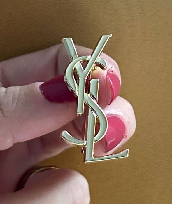 Nowa broszka YSL 4 cm złota