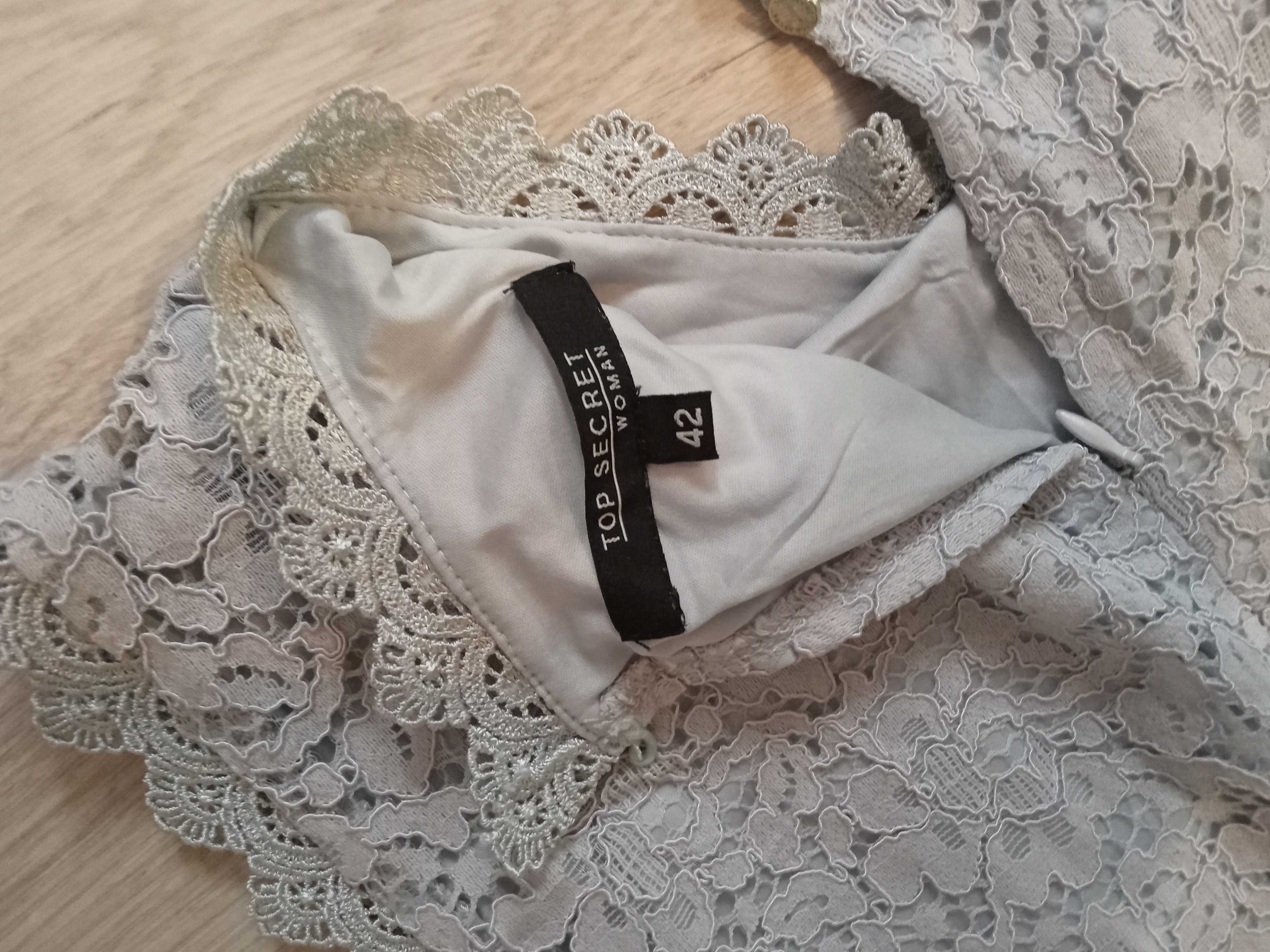 Elegancka bluzka damska koronkowa, rozm. 42
