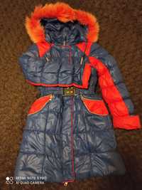 Зимняя куртка на меху на девочку 7-9лет в хорошем состоянии