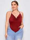 Top Halter Na Szyję Bandana Burgundowy Wiskoza 42