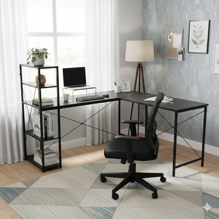 NOWE Biurko Narożne Gamingowe Czarne Duże Komputerowe Do Biura Szkolne