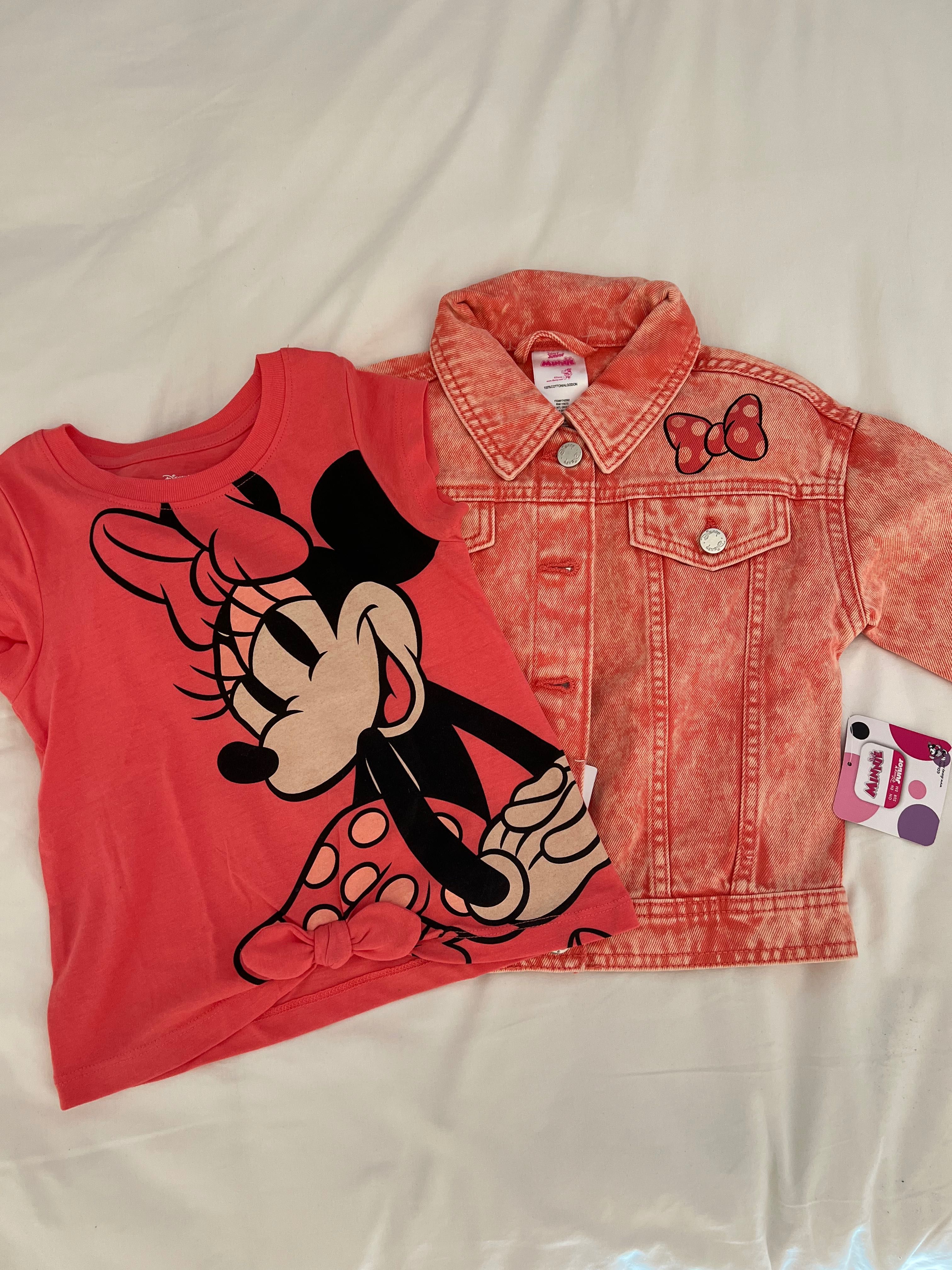 Casaco de ganga cor de rosa com tshirt da Minnie Mouse