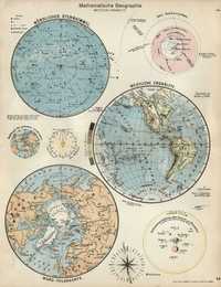 Astronomia. Półkula zachodnia. Stara mapa 1933 r. autentyk