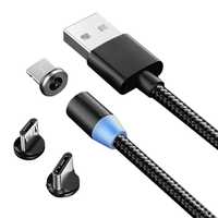 Kabel magnetyczny 3w1 micro typ-c usb do iphone 1m Czarny