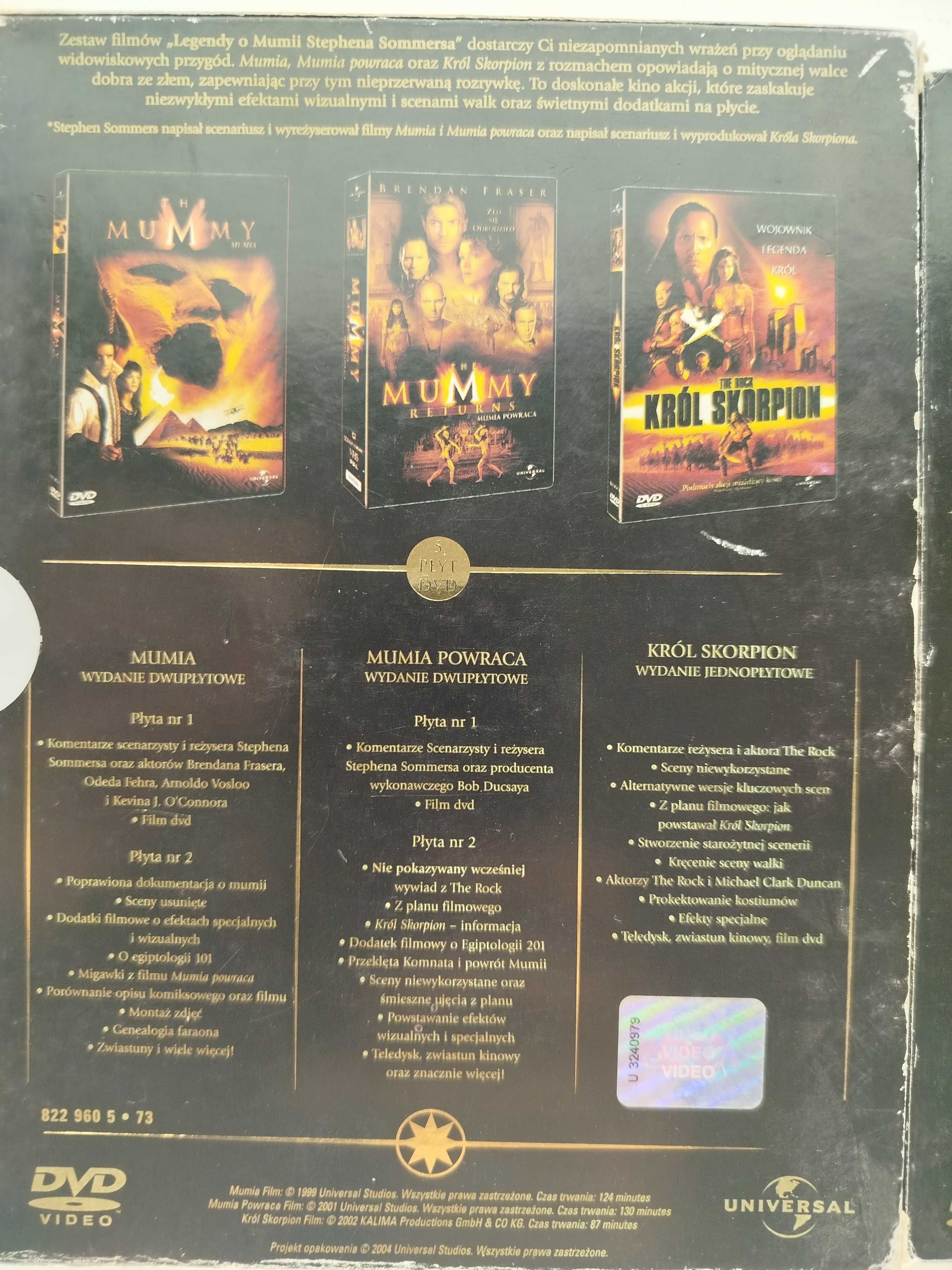 Kolekcja Mumii 5 DVD Mumia Mumia powraca Król Skorpion 3 części