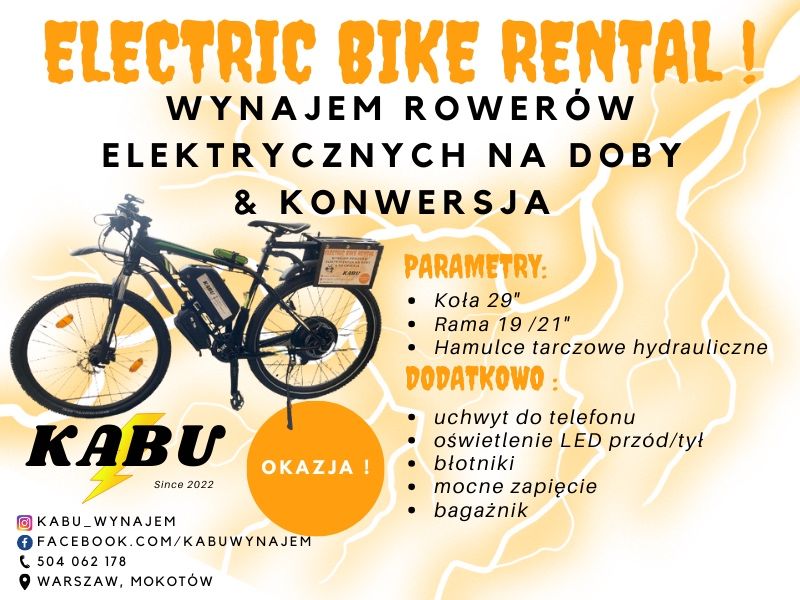 Wynajem wypożyczalnia rowerów elektrycznych ZASIĘG 200km ! Limiter Vma