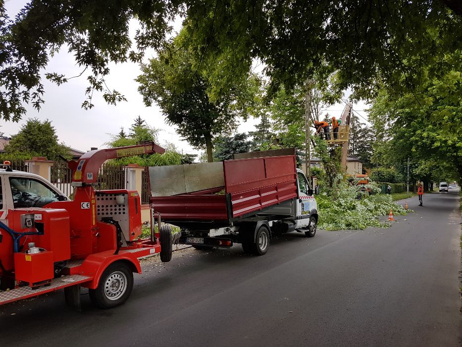 wycinka drzew  rembak  podnośnik koparka wywrotka hydroobsiew