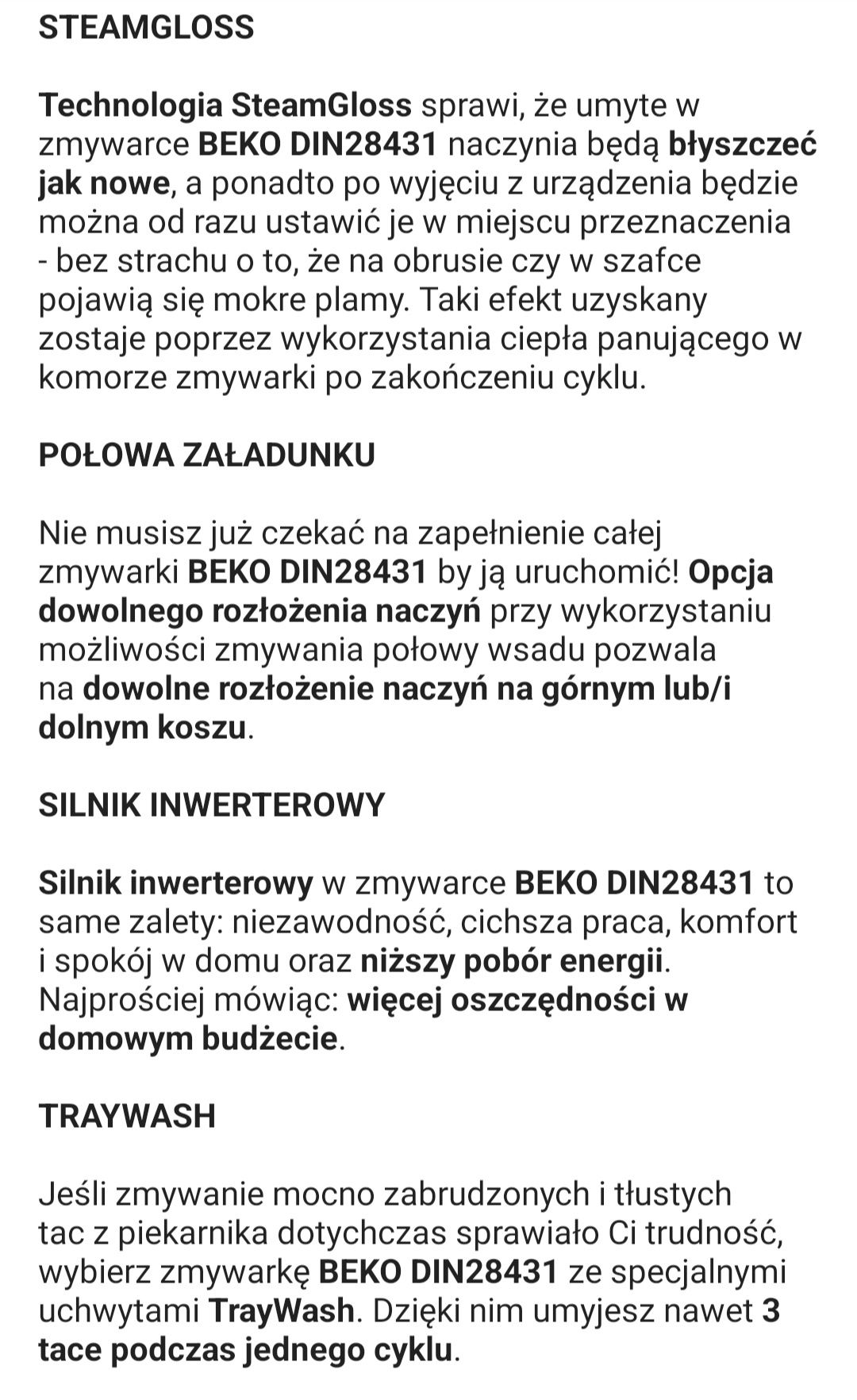 Zmywarka Beko do zabudowy