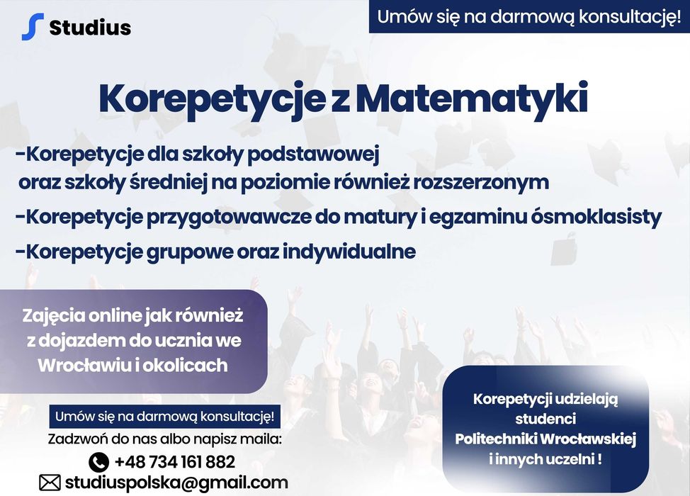 Korepetycje MATEMATYKA - Wrocław i online!!!