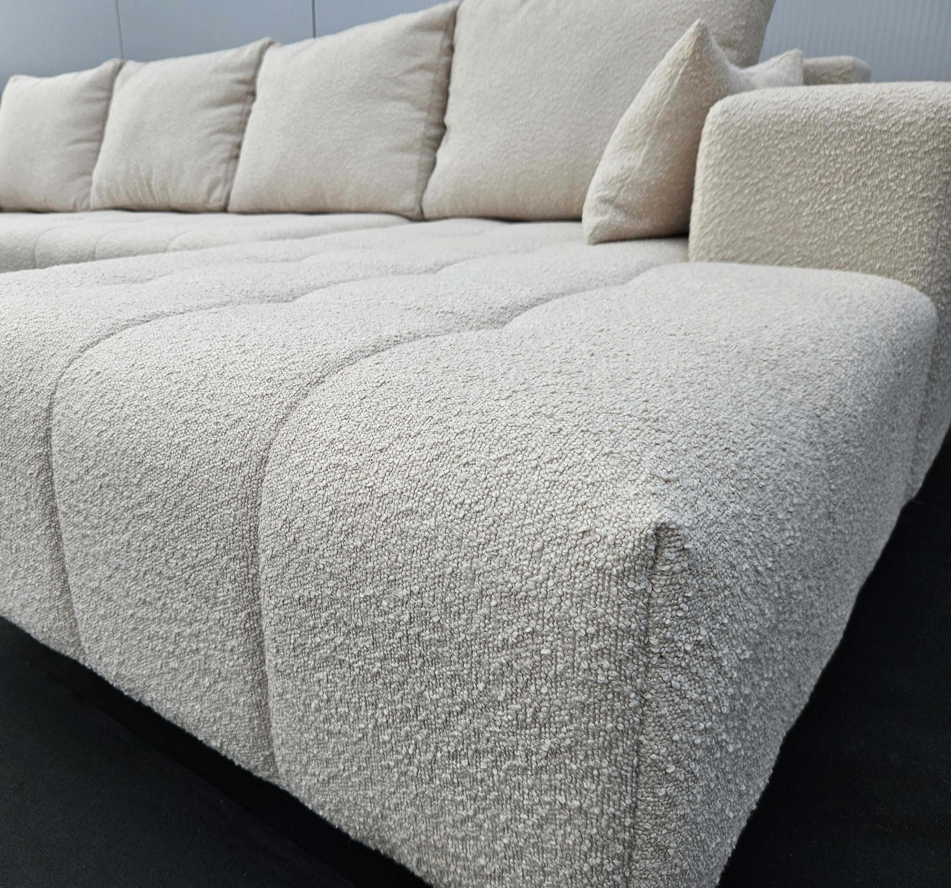 Stylowy narożnik MAGNUM z funkcją spania w eleganckiej tkaninie boucle