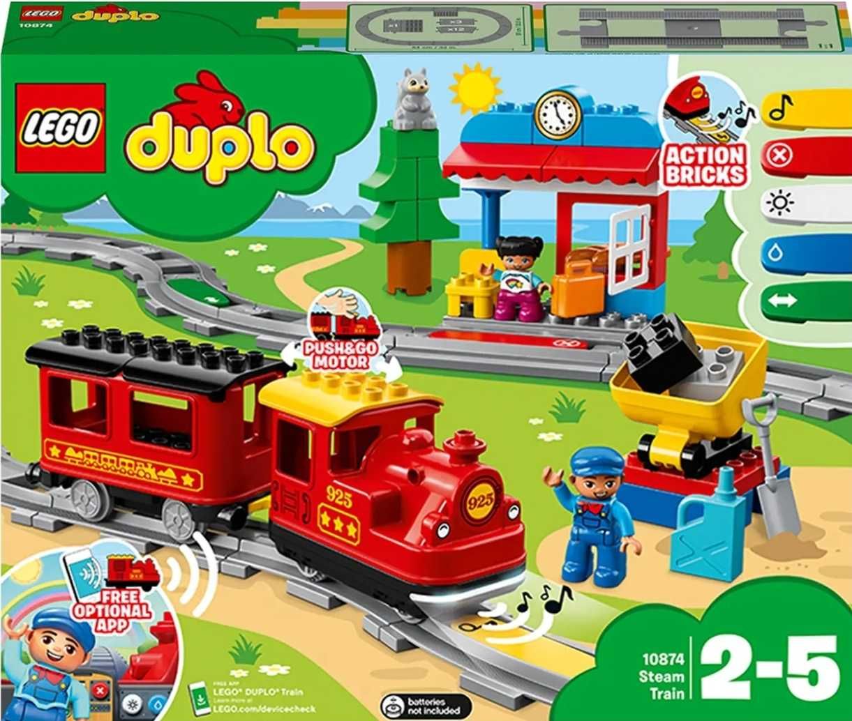 Lego duplo поезд 10874, железнодорожный мост 10872, переезд 10882