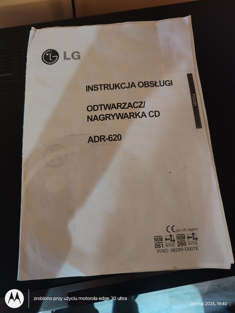 Nagrywarka CD LG adr 620 plus pilot instrukcja obsługi