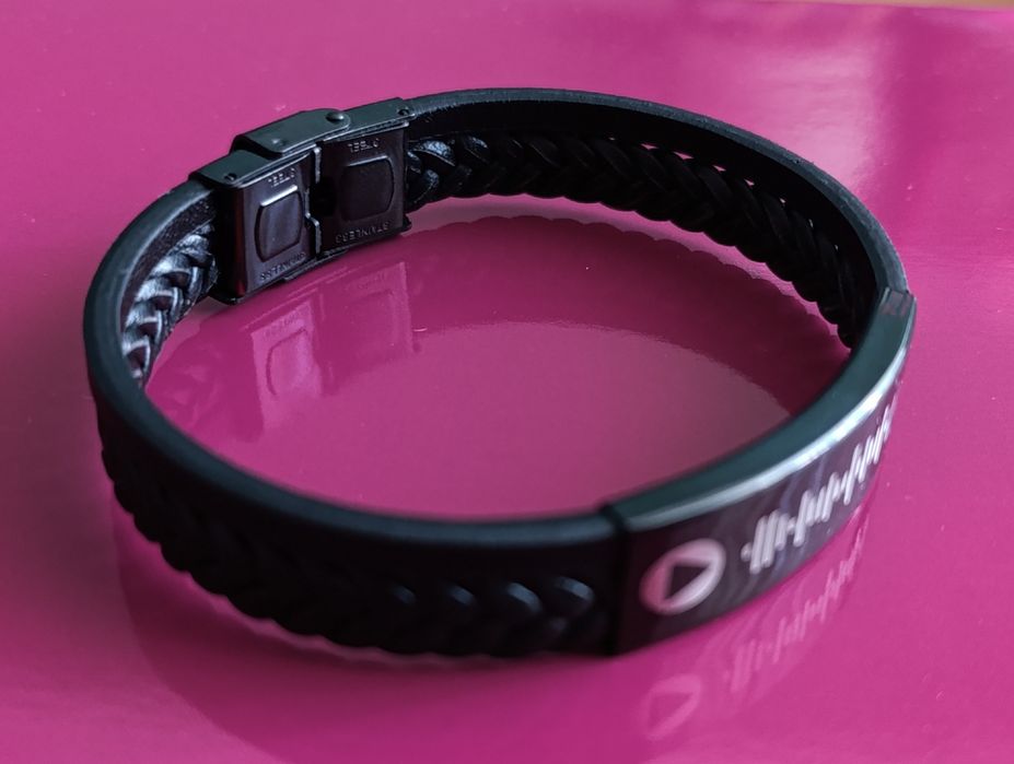 Bransoletka skórzana męska z grawerem piosenką