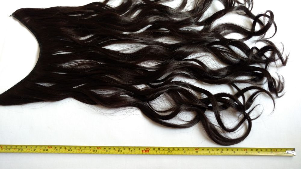 Волосы для наращивания на леске 60см шоколадно коричневый цвет