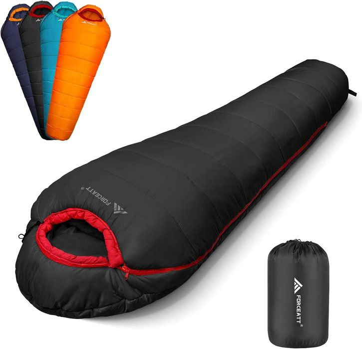 Forceatt śpiwór mumia zimowy wodoodporny 220 cm