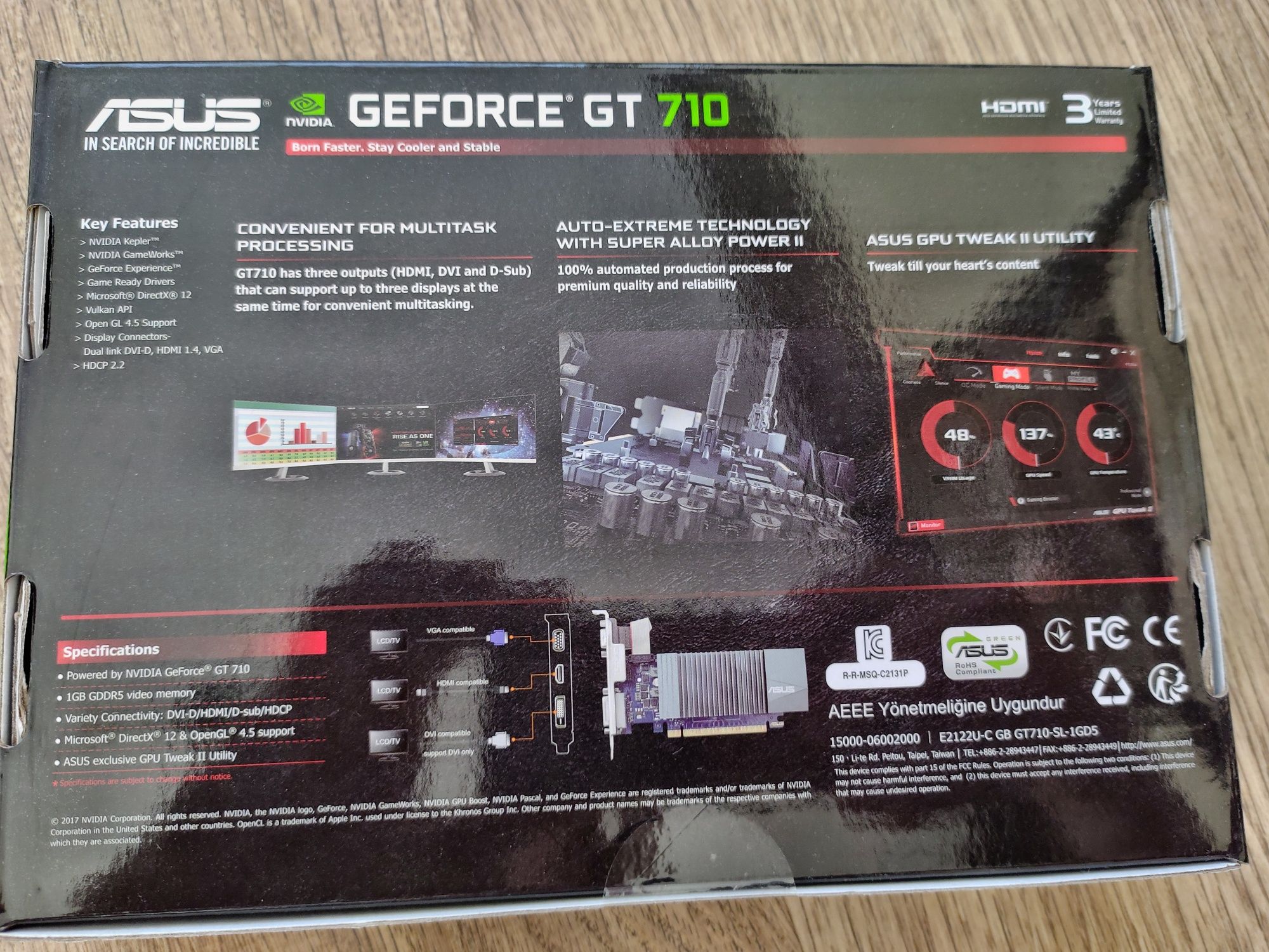 Asus PCI-Ex GeForce GT 710 1GB GDDR5 (32bit) (954/5012) (VGA, DVI, HDM