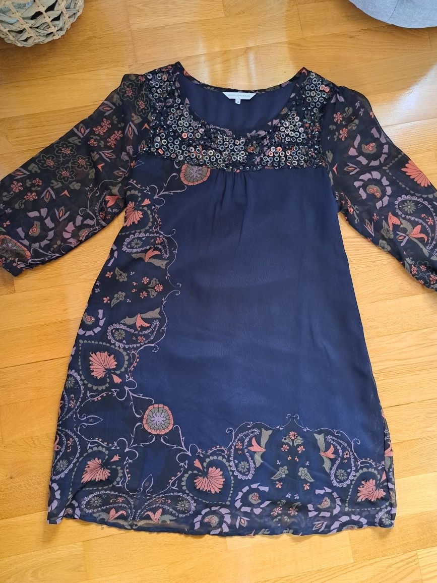 Rocha sukienka mini oversize kolorowy wzór r. 44