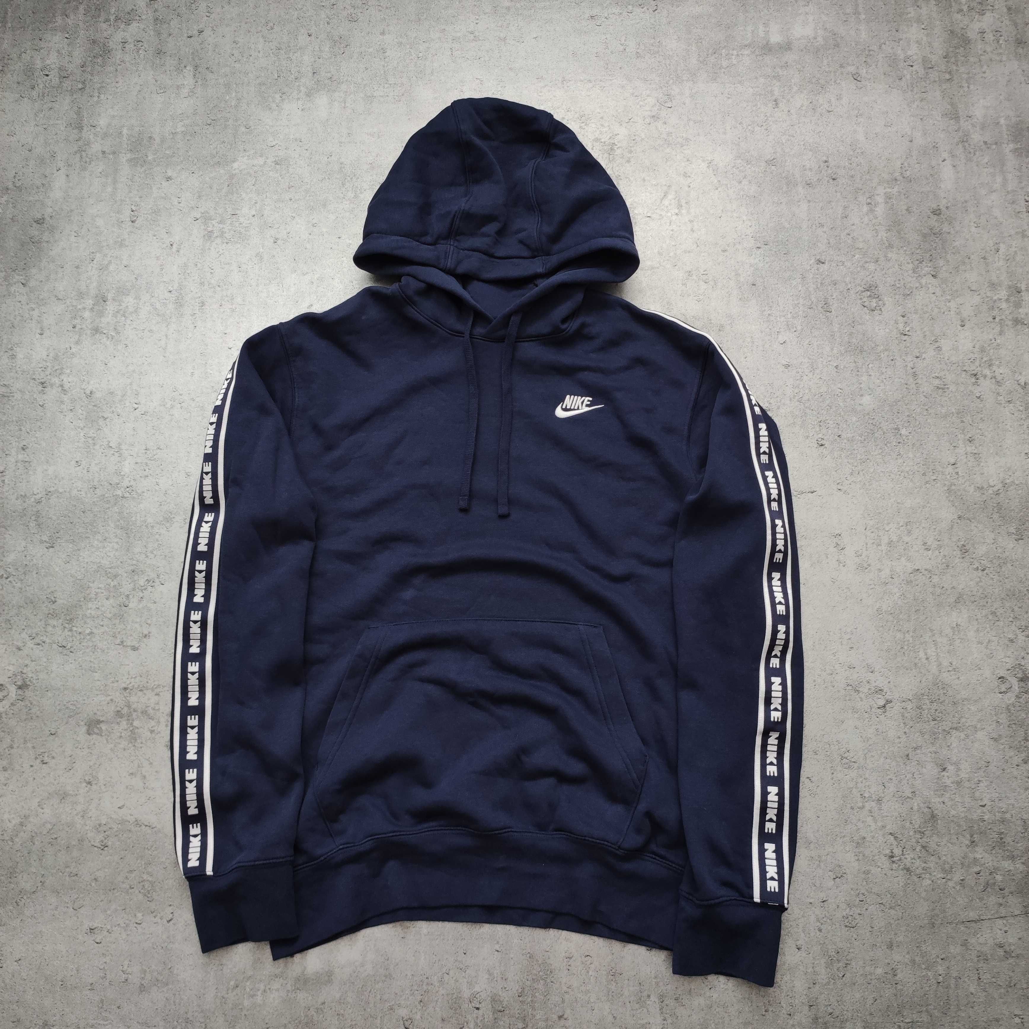 MĘSKA Bluza PREMIUM z Kapturem Bawełna Lampas Granatowa Nike Air Max