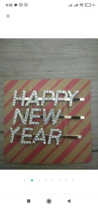 Набор из 3-х новогодних заколок Happy New Year