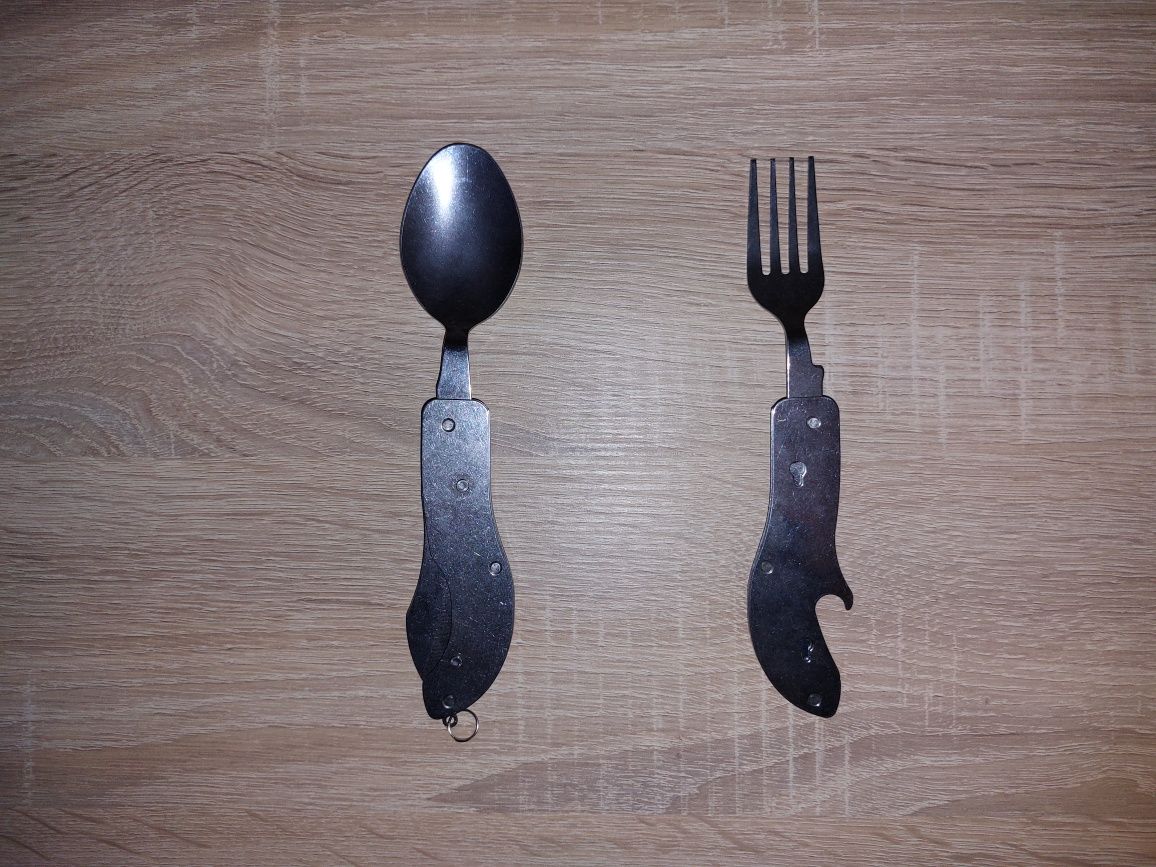 Универсальный складной набор: ложка, вилка, нож, открывалка(мультитул)