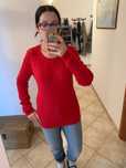 Tommy Hilfiger r.M czrwony sweter plecionka warkocz bawelna