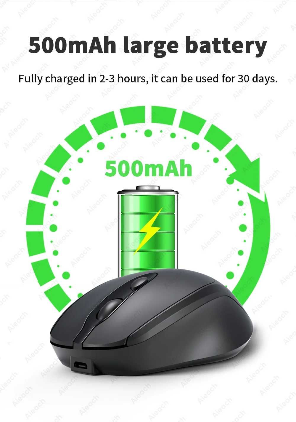 Бездротова миша Aieach Bluetooth + USB,акумуляторна,безшумна,DPI