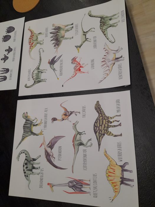 Plakaty dinozaur pokój dziecięcy 3 sztuki