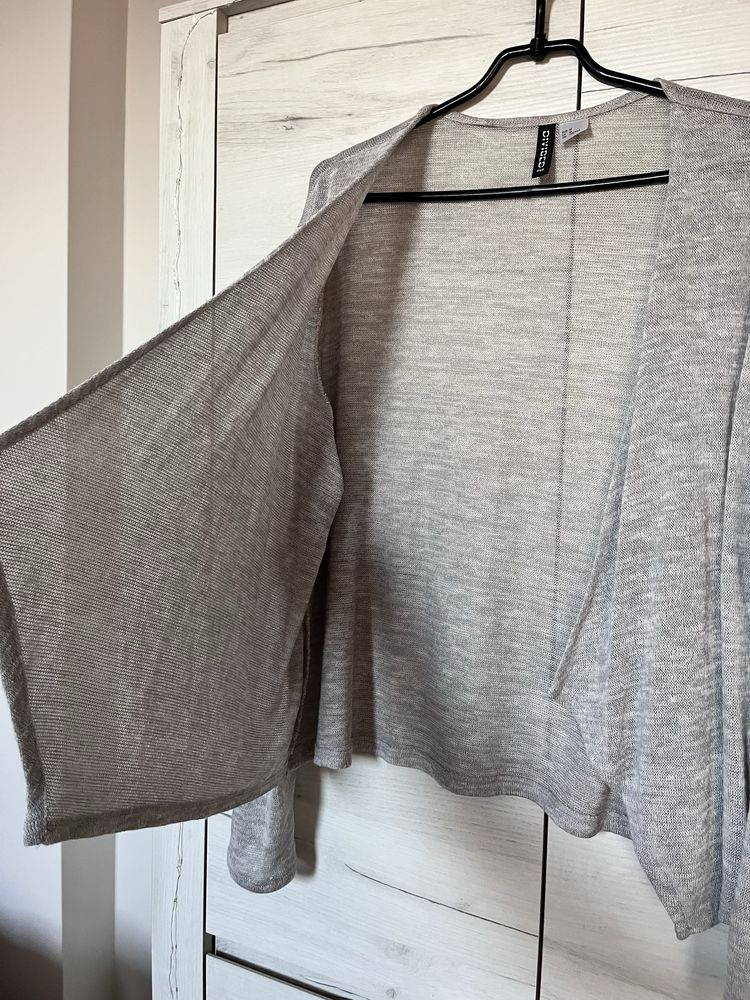 Szary sweter kardigan narzutka M H&M