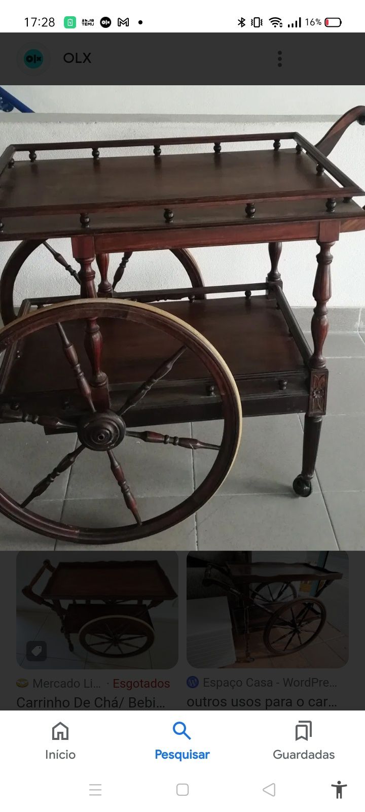 Carrinho de chá  sala lanche
