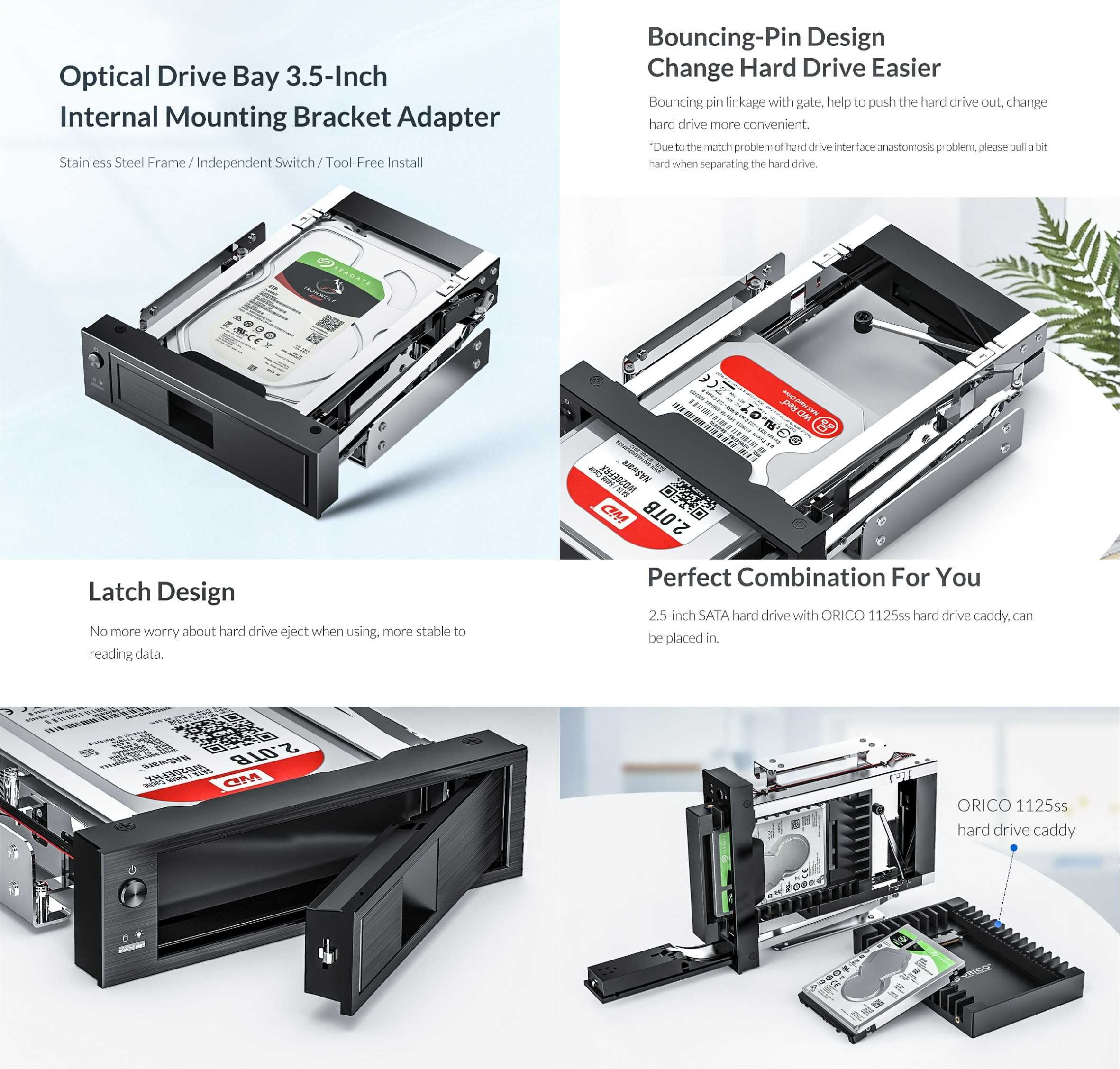 Фрейм переходник на 1 - 6 дисков 2,5" и 3,5" HDD SSD U.2/SAS/SATA