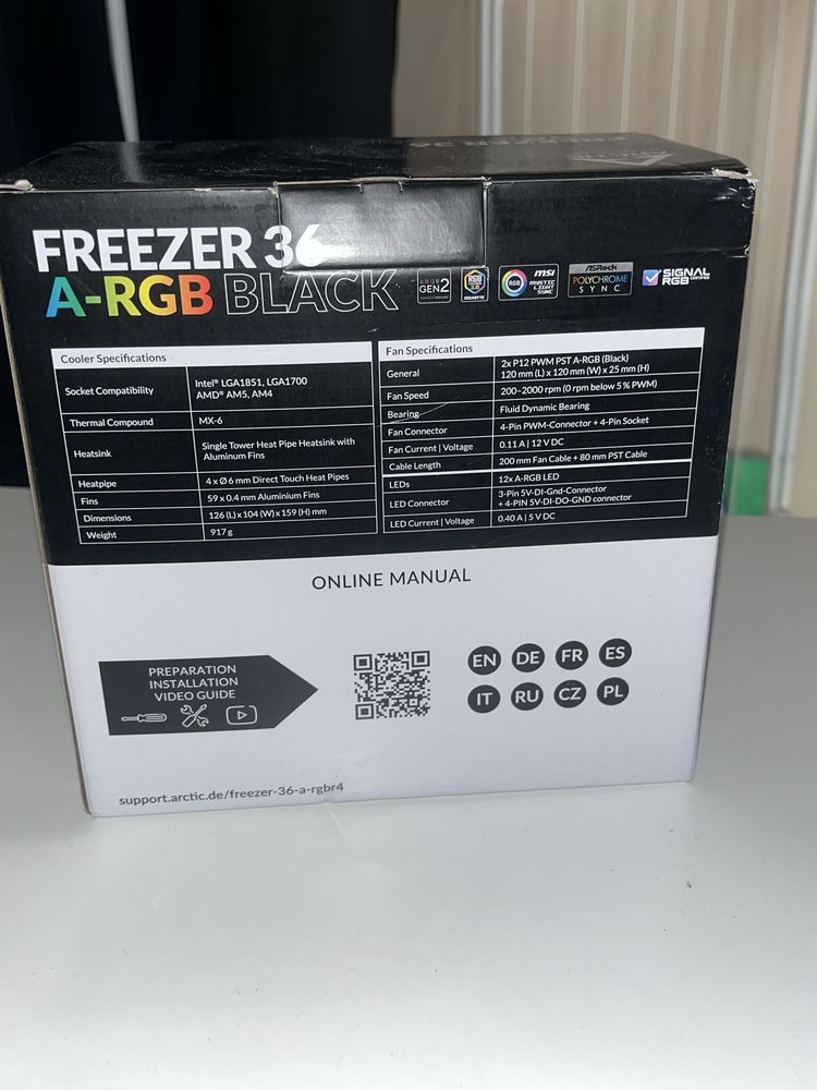Chlodzenie procesora arctic freezer 36 A RGB