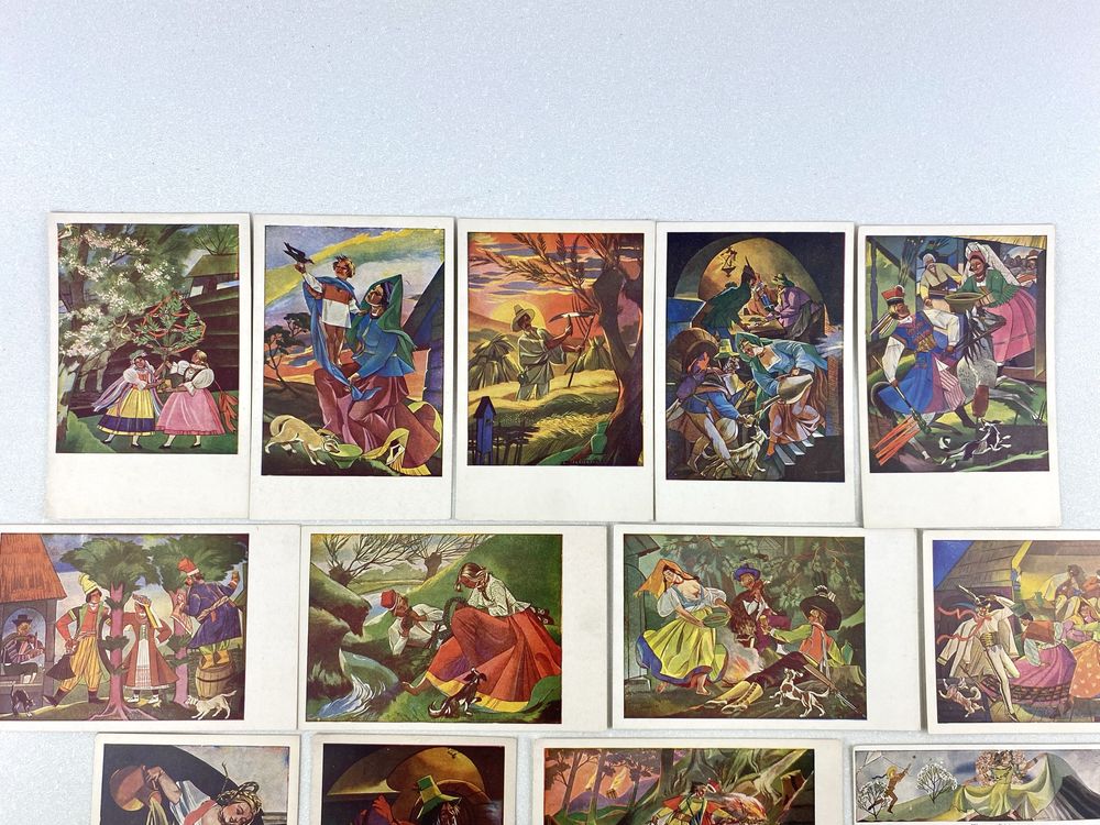 Pocztówki kolekcjonerskie Stryjeńska zestaw kartek 13 szt