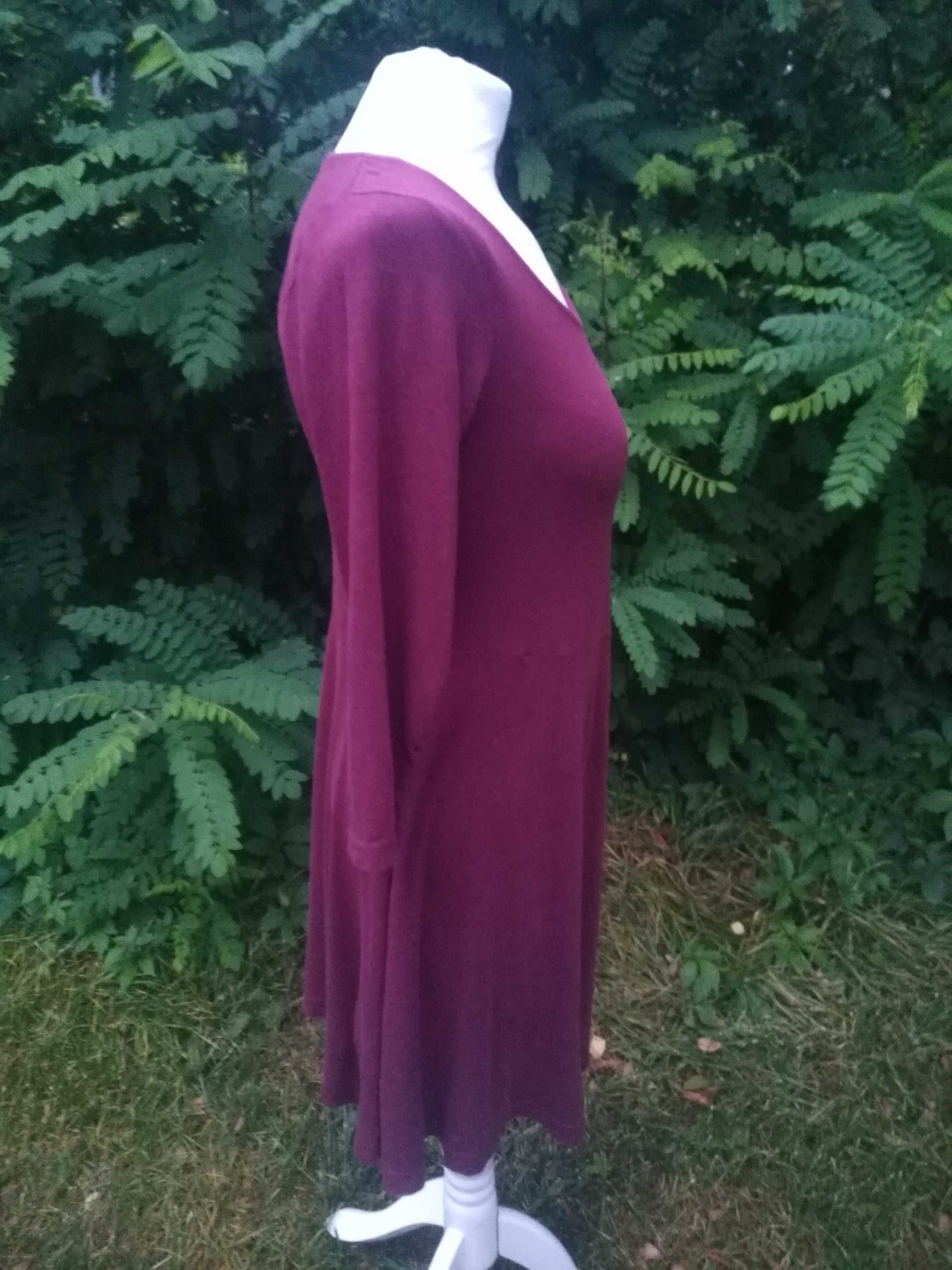 Krótka bordowa bawełniana sukienka mini z obniżoną talią S M