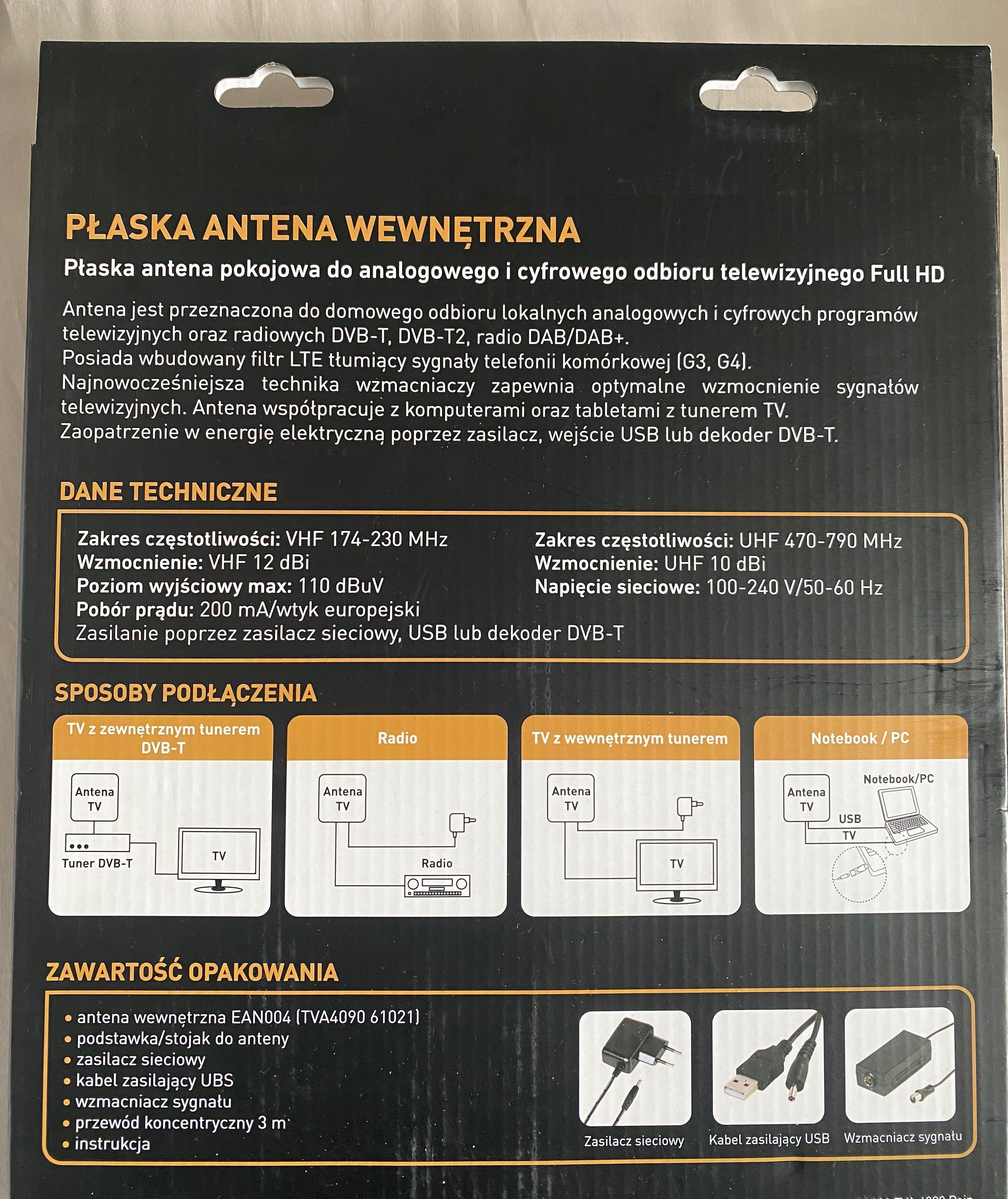 Płaska antena wewnętrzna