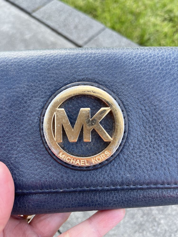 Michael Kors niebieski granatowy portfel damski