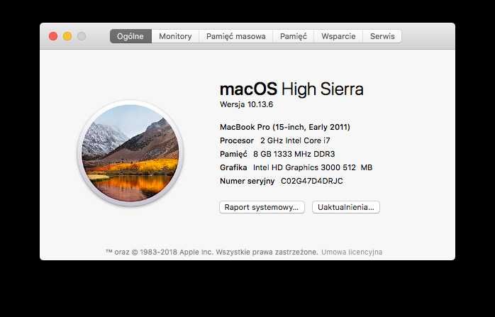 MacBook Pro 15” (A1286) – sprawny po nowej instalacji macOS