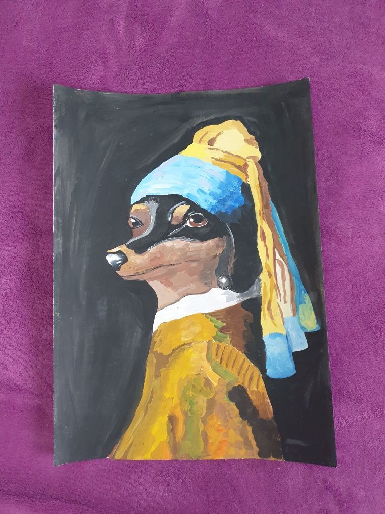 Картина "Дівчина з перловою середкою" у вигляді собаки