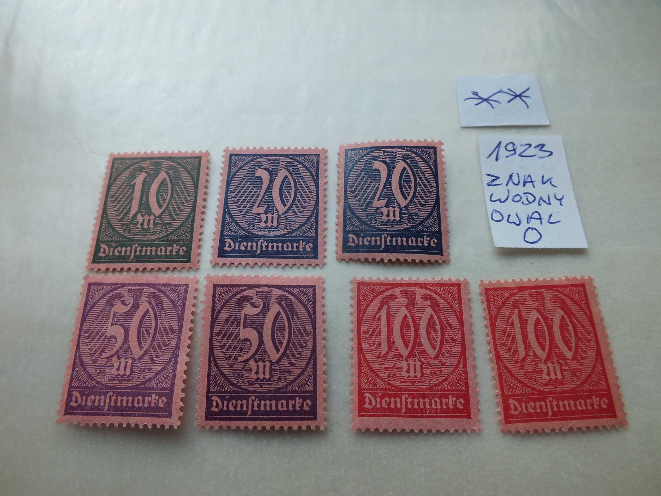 7szt. znaczki Mi D71/74 odcień Niemcy 1923r. CYFRY czyste ** DIENST