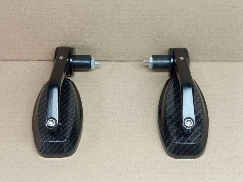 Зеркала мото (пара) "ОВАЛ CARBON" в торец руля