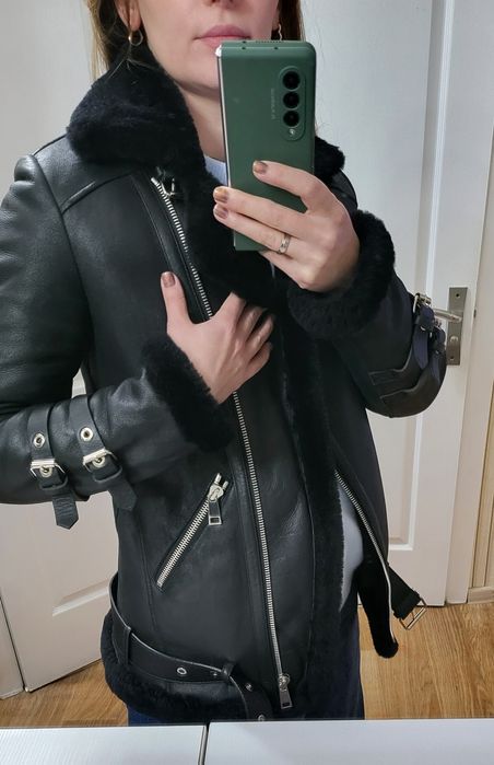 Шкіряна куртка дублянка розмір xs, s